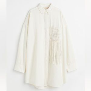 H&M Oversized Fringe Detail Shirt - size S